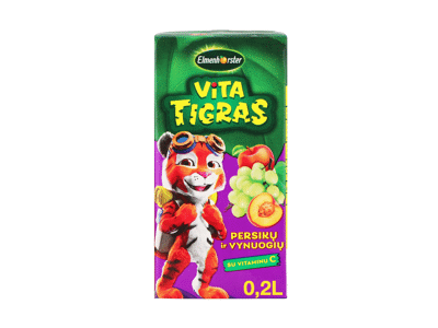 Gaivusis persikų ir vynuogių sulčių gėrimas VITATIGRAS, 200 ml