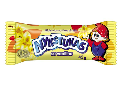 Glaistytas varškės sūrelis NYKŠTUKAS, vanilinis, 45 g