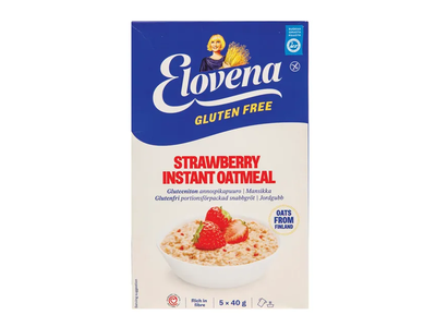 Greitai paruošiama avižinė košė su avietėmis, be glitimo, ELOVENA, 5x40g