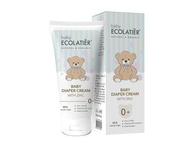 ECOLATIER BABY DIAPER WITH ZINC kūdikių vystyklų kremas, 100 ml
