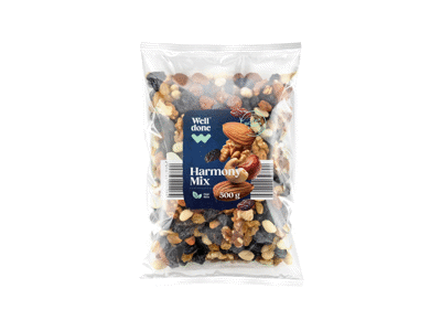 Riešutų ir džiovintų vaisių mišinys HARMONY WELL DONE, 500 g