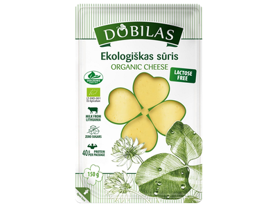 Ekologiškas puskietis sūris DOBILAS (riekelės), 45 % rieb., 150 g