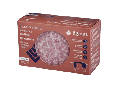 Šaldyti kiaulienos maltiniai  AGARAS, mėsainiams, sausai brandinti, 4x125 g