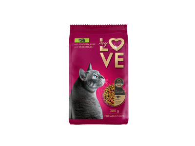 My Love visavertis  sausas pašaras suaugusioms katėms su vištiena, jautiena ir daržovėmis, 300 g
