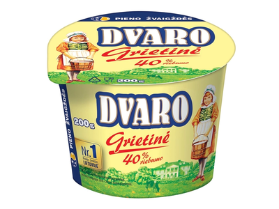 DVARO grietinė, 40 % rieb., 200 g