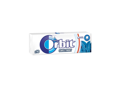 Becukrė mėtų skonio kramtomoji guma su saldikliais ORBIT, 10 vnt, 14 g