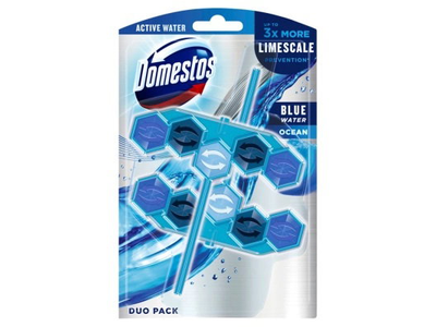WC valiklis-gaiviklis DOMESTOS DUO Blue Water Ocean, 2 x 50 g