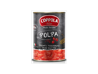 Konservuoti smulkinti pomidorai COPPOLA (POLPA) savo sultyse, 400 g