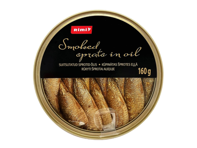 Rūkyti šprotai aliejuje RIMI 160G/112G