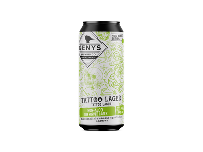 Nealkoholinis alus GENYS Tattoo Lager 0,44l dry hopped lager