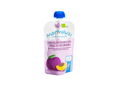 Ekol. slyvų tyr. su linų sėm. MARMALUZI, 90 g