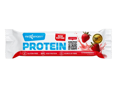 Proteininis batonėlis MAXSPORT, su braškėmis, be gliuteno, 50 g