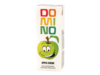 Obuolių sulčių gėrimas DOMINO, su šiaudeliu, 200 ml