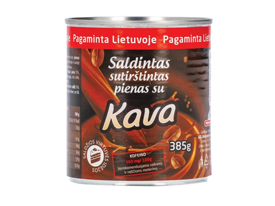 Saldintas sutirštintas pienas MARKOMILK su kava, 7 % rieb., 385 g