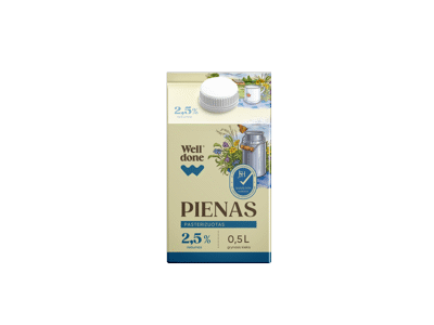 Pienas WELL DONE, 2,5 % rieb., 500 ml