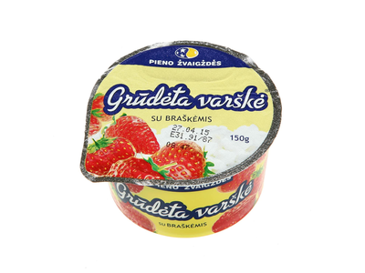 Grūd. varškė su braš. PIENO ŽVAIGŽDĖS,7%,150g