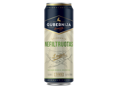 Alus GUBERNIJA, Nefiltruotas Lager,5%,0,568l, skardinė