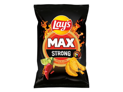 Čili pipirų ir žaliųjų citrinų skonio bulvių traškučiai LAY'S MAX STRONG, 120 g