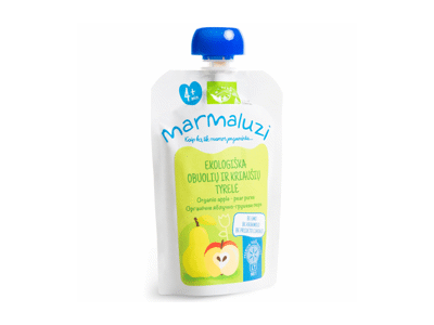 Ekologiška obuolių ir kriaušių tyrelė MARMALUZI (nuo 4 mėn.), 90 g