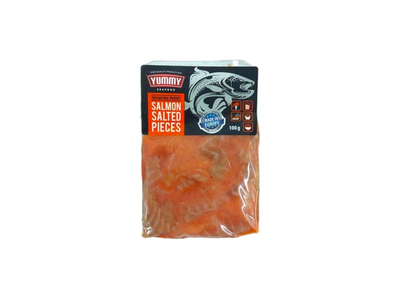 Sūdytos lašišos mėsos gabaliukai, 100 g
