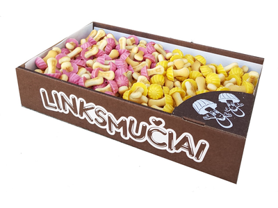 Sausainiai  LINKSMUČIAI, vaisių skonio asorti grybukai, 1 kg