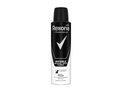 Purškiamas dezodorantas REXONA Invisible Black & White, vyrams, 150 ml