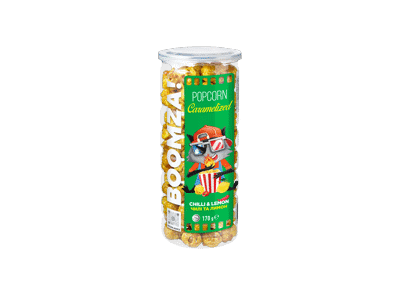Karamelizuoti kukurūzų spragėsiai BOOMZA CHILLI & LEMON, 170 g