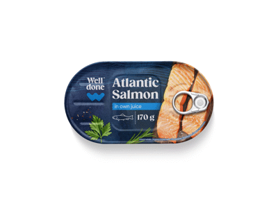 Lašišos filė WELL DONE savo sultyse, 170g