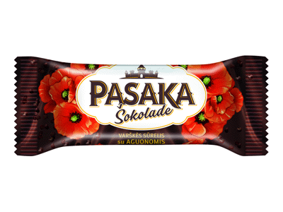 Šokoladu glaistytas varškės sūrelis PASAKA su aguonomis, 22%, 40 g