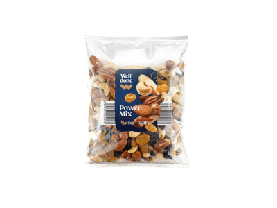 Riešutų ir džiovintų vaisių mišinys POWER WELL DONE, 300 g