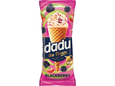 Vaniliniai ledai DADU, su gervuogių įdaru, 150ml / 90 g