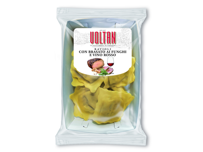Švieži makaronai Raviolli, su jautiena, grybais ir raudonuoju vynu, 250 g