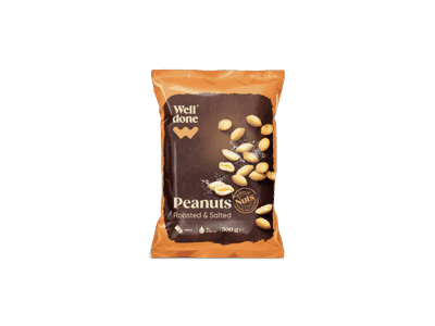 Kepinti, sūdyti žemės riešutai WELL DONE, 500 g