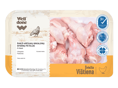 LIETUVIŠKI viščiukų broilerių sparnų peteliai WELL DONE, 500 g