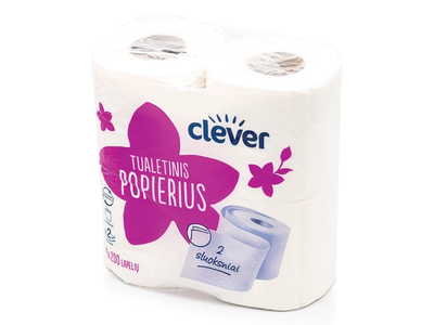 Tualetinis popierius 2 sluoksnių CLEVER, 4 vnt.