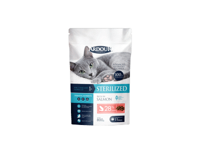 Suaugusių sterilizuotų kačių sausas pašaras su lašiša ARDOUR, 800 g