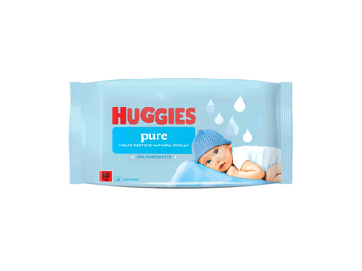 Drėgnos servetėlės HUGGIES PURE, 48 vnt.