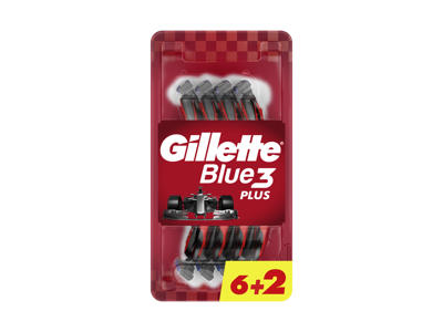 Vienkartiniai skustuvai GILLETTE BLUE 3 Plus Red, 6+2vnt