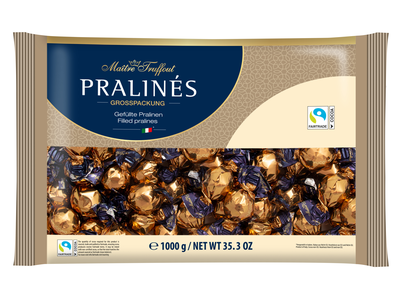 Šokoladiniai saldainiai PRALINES, su kapučino skonio įdaru, 1 kg