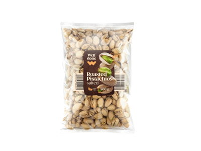 Sūdytos ir kepintos pistacijos WELL DONE, 500 g