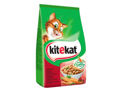 Sausas visavertis pašaras katėms KITEKAT su vištiena ir daržovėmis,  300 g