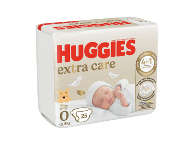Sauskelnės ankstukams HUGGIES EXTRA CARE 0, iki 3,5 kg, 25 vnt.