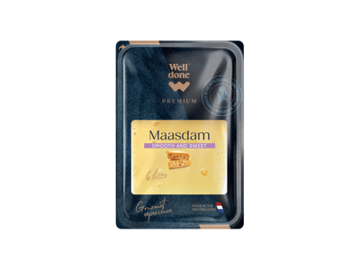 Maasdam sūris WELL DONE PREMIUM 45%, riek.,120 g