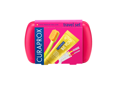 CURAPROX TRAVEL SET, kelioninis rinkinys, raudonas