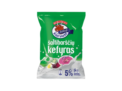 Šaltibarščių kefyras ŽALOJI KARVUTĖ, 5% rieb., 1 kg
