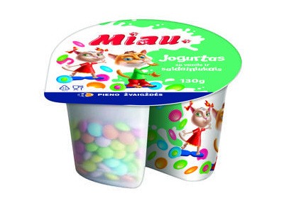 Jogurtas su vanile ir saldainiukais MIAU, 5,5 % rieb., 130 g