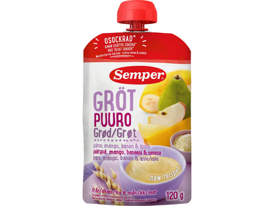 Avižų košė su kriauš. ir mang. SEMPER, 120 g