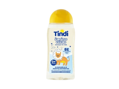 Vaikiškas šampūnas TINDI su ramunėlių ekstraktu, nuo gimimo, 210 ml