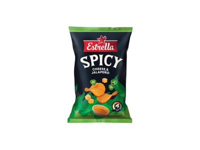 Bulvių traškučiai ESTRELLA SPICY, sūrio, Chalapos papr. sk., 115 g