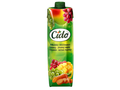 Morkų ir įv. vaisių sulčių gėrimas CIDO, 1 l